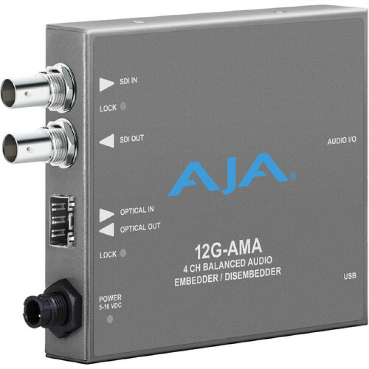 12G-AMA-R-ST 4-Channel 12G-SDI balanced analog audio Embedder/Disembedder with Single ST Fiber Receiver 8 XLR connectors